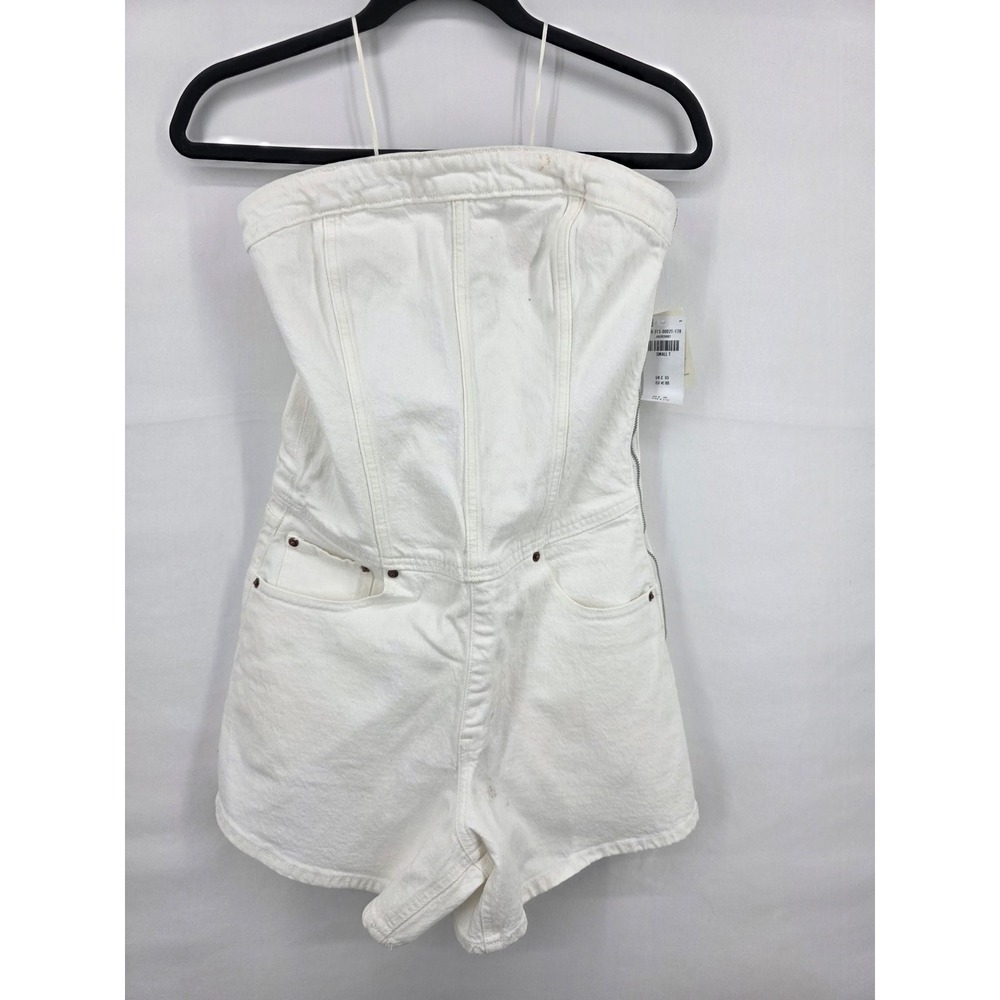 Abercrombie & Fitch White Denim Strapless Corset Romper Tall Small ST 662020001